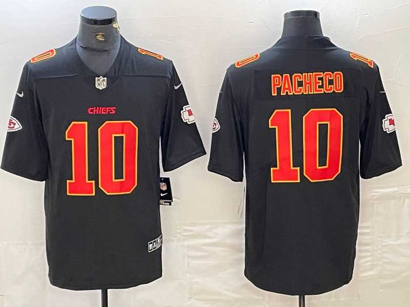 Mens Kansas City Chiefs #10 Isiah Pacheco Black Fashion Vapor Limited Stitched Jersey